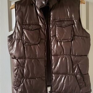 Faded Glory Shiny Brown Quilted Puffer Vest